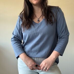 NWT J Jill Blue Long Sleeve V-Neck Top